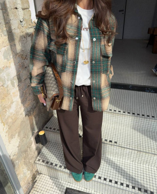 16 сорочка у клітинку байкова на кнопках